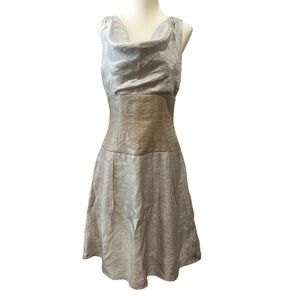 ADRIANNE PAPELL CHAMPAGNE SHIMMERY METALLIC SLEEVELESS COCKTAIL/PARTY DRESS